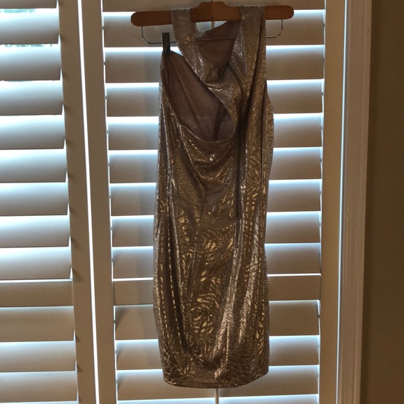 Gold One Shoulder Accent Dress - Picture 4 of 4